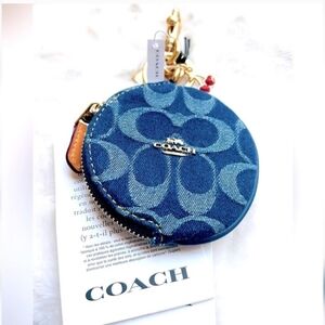 New Coach Circle Denim Coin Purse